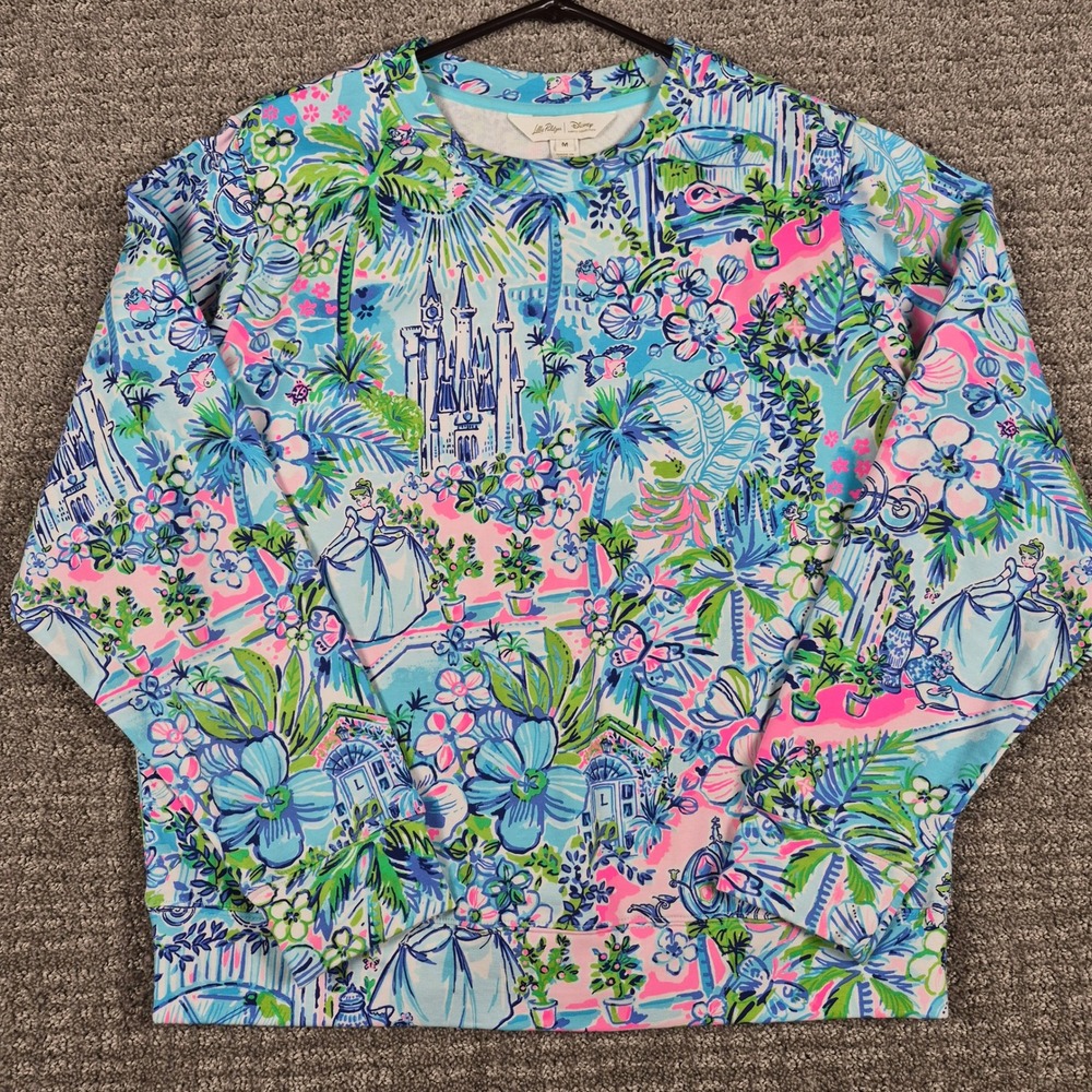 Lilly Pulitzer Disney Sweatshirt Womens M Cinderella Ballad Crewneck Pullover